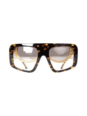 Luar Oversized Tortoiseshell Shield Sunglasses with Gold Accents
